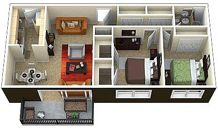 Floor plan 2 Bed 1 Bath