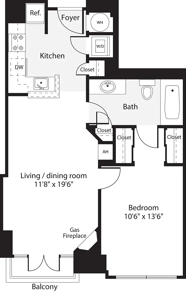 Floor plan 1 Bedroom C