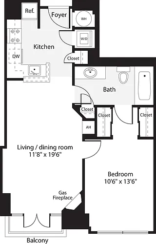 Floor plan 1 Bedroom C