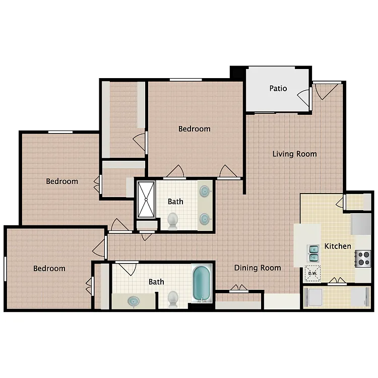 Floor plan 3 Bed 2 Bath