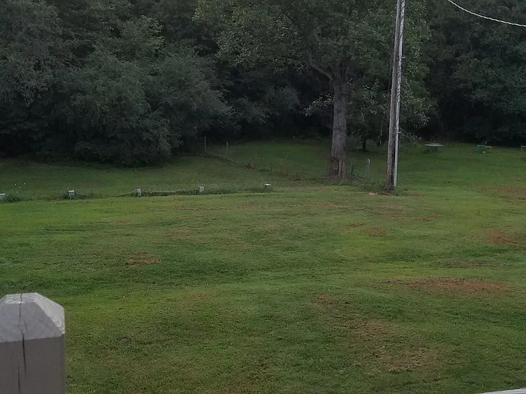 Pasture fenced on three sides has branch running through will probably have horse boarderd here at some point
