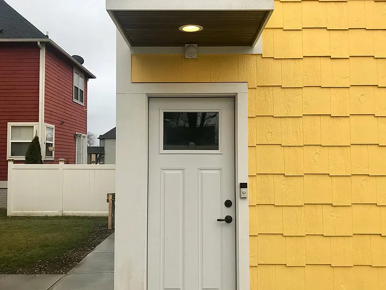 entry door with shed roof