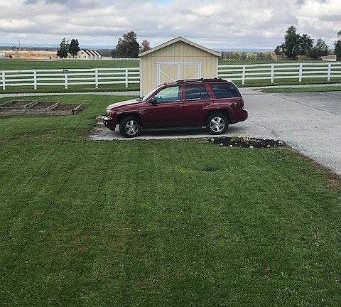 Yard backs up to horse farm