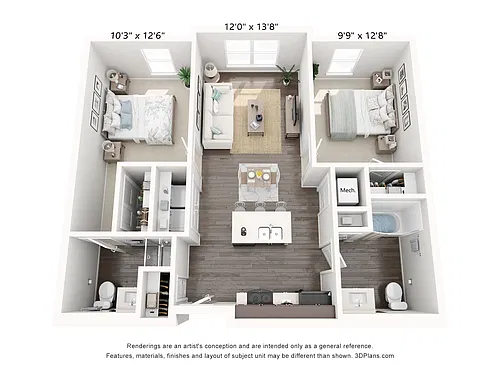 Floor plan 2 Bedroom 2 Bathroom