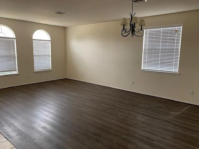 Combined living area and dining area