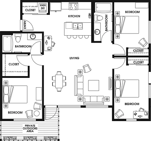Floor plan 3 Bed/2 Bath-D1_P2