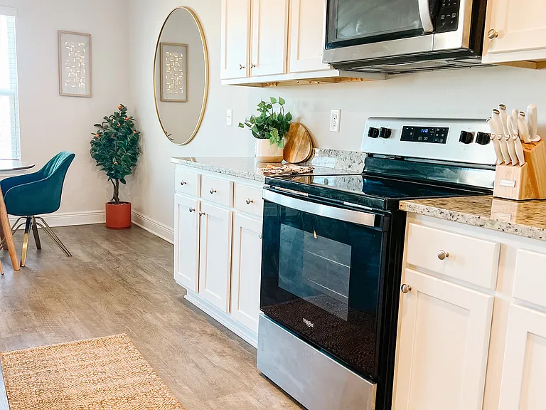 Kitchen: Fully stocked| coffee pot (takes grounds, k-cups or french press), ninja blender and stainless steel appliances.