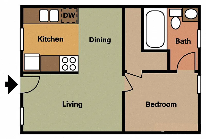 Floor plan 1 Bed - 1 Bath