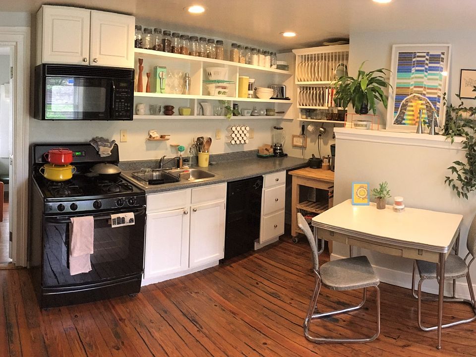 Eat-in kitchen. Bathroom is to the left