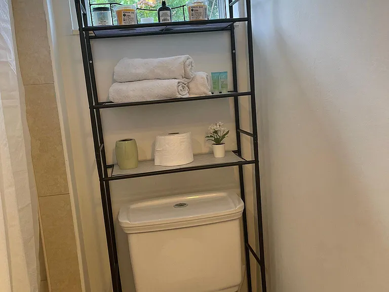 Bathroom with supplies.