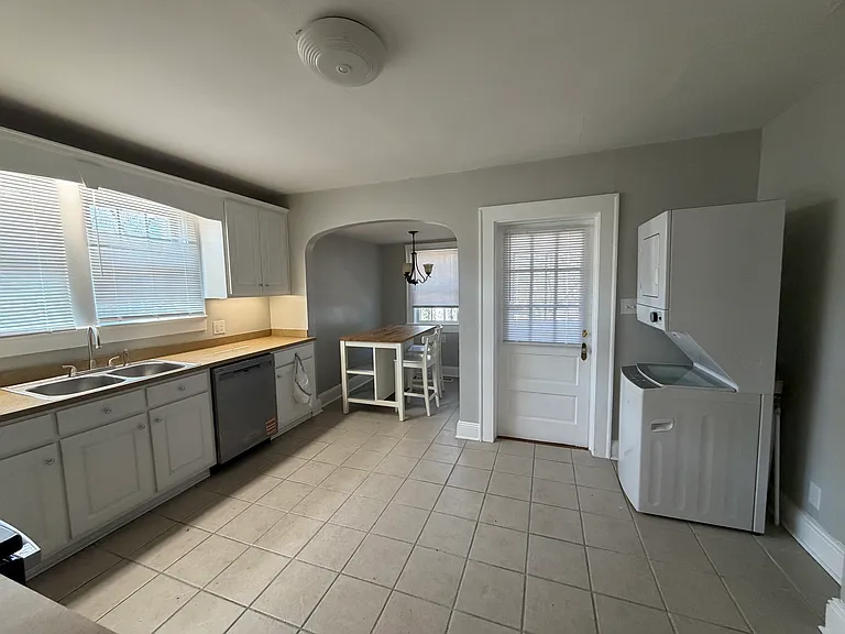 kitchen facing back door