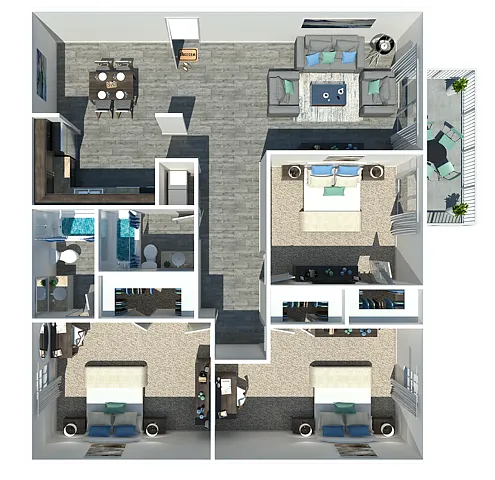 Floor plan Three Bedroom Two Bathroom Floorplan