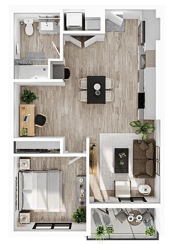 Floor plan One Bedroom-A4