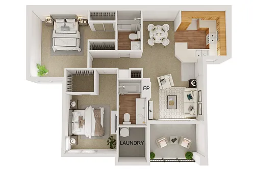 Floor plan 2 Bed 2 Bath A