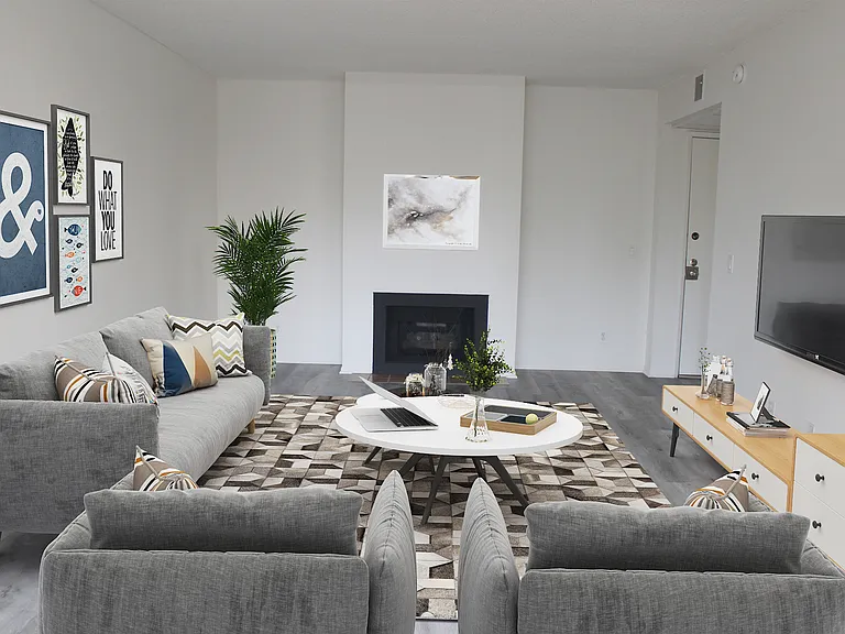 Living room with fireplace
