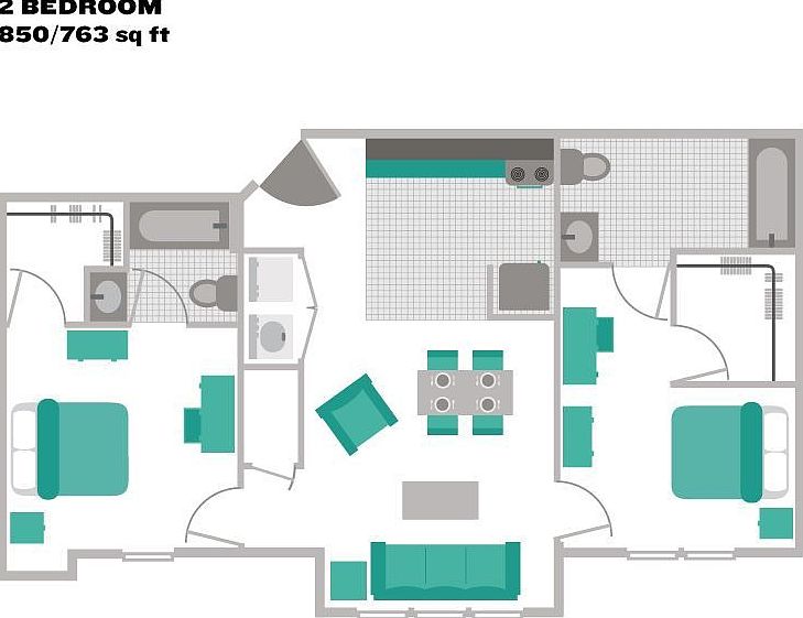 spacious 2 bedroom layout