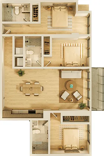 Floor plan 3 bed, 3 bath floorplan