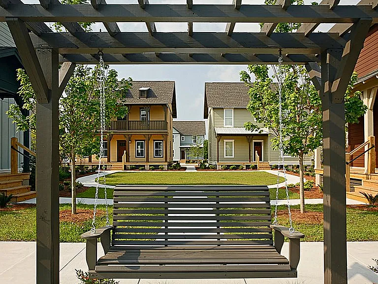 Experience tranquility in this serene neighborhood setting, perfect for relaxation.