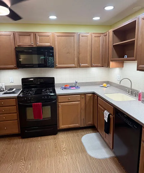 Deep single bowl solid surface kitchen skink with new Kohler faucet