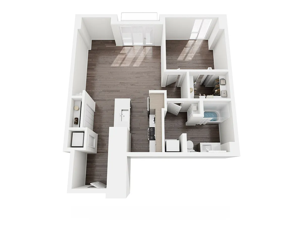 Floor plan 1 Bed, 1 Bath - A