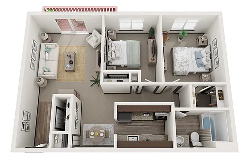 Floor plan Two Bedroom, One Bathroom