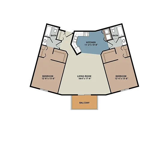Floor plan 2E - 2 Bedroom