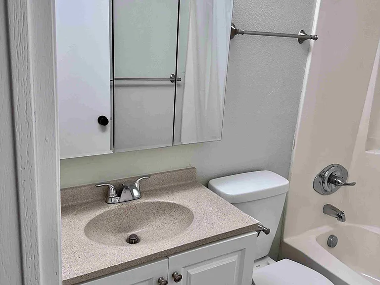 updated light and bright bathroom area