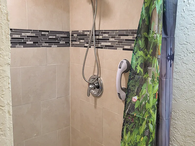 Walk-in shower with optional hand held wand