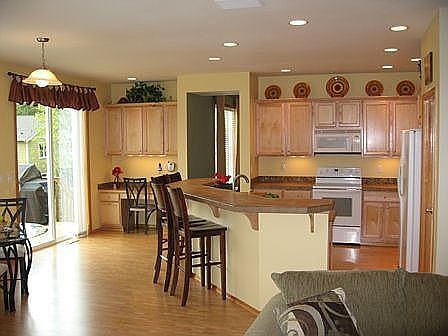 Large kitchen, nook and family room area