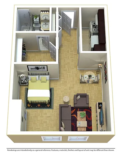 Floor plan Studio 1Bathroom