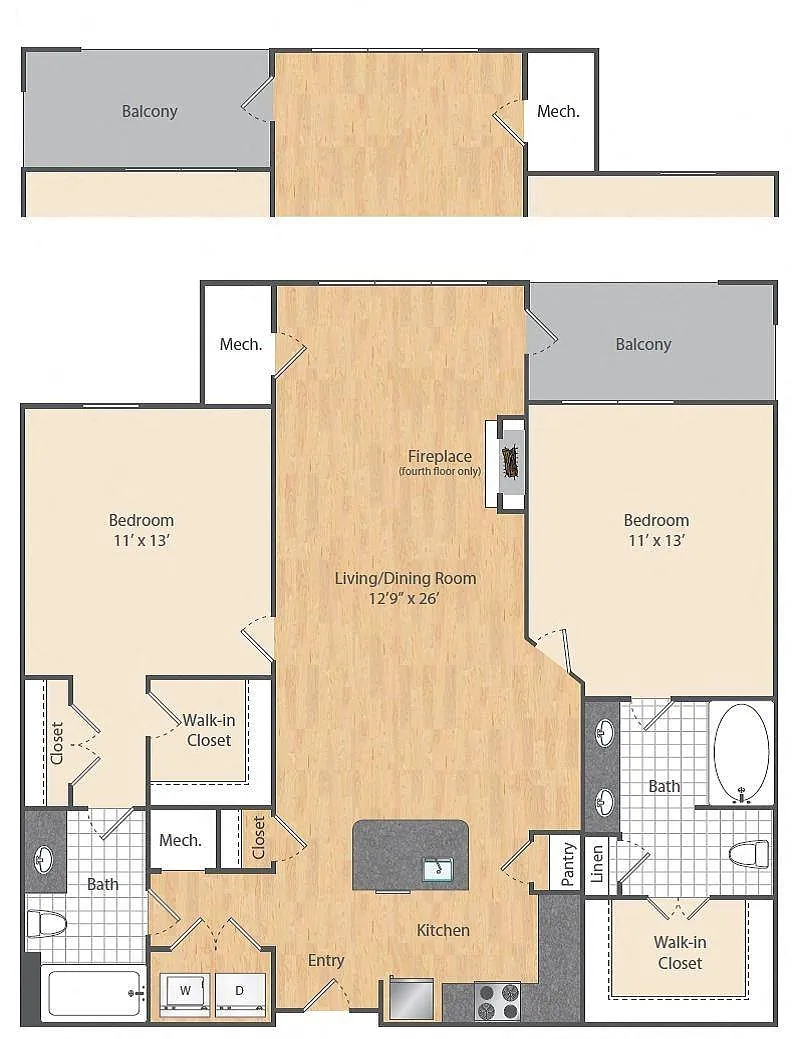 Floor plan 2 Bed/2 Bath-B2-B5-B7