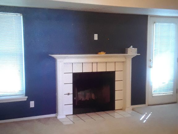 Living room fireplace.