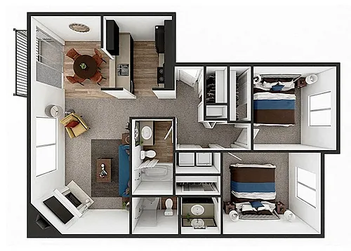 Floor plan Two Bed Two Bath