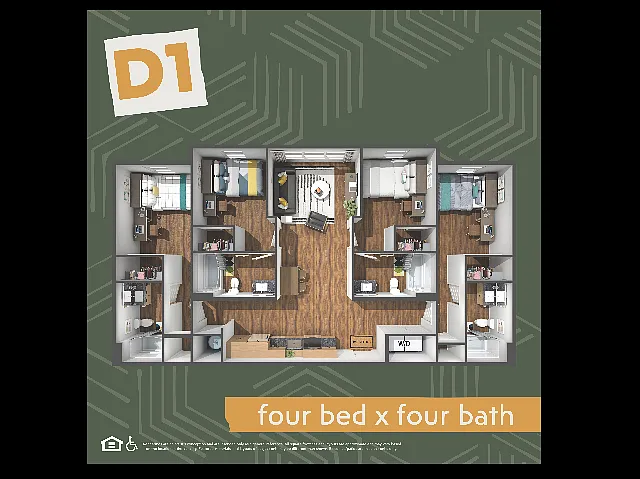 Floor plan 4BR/4BA - D1