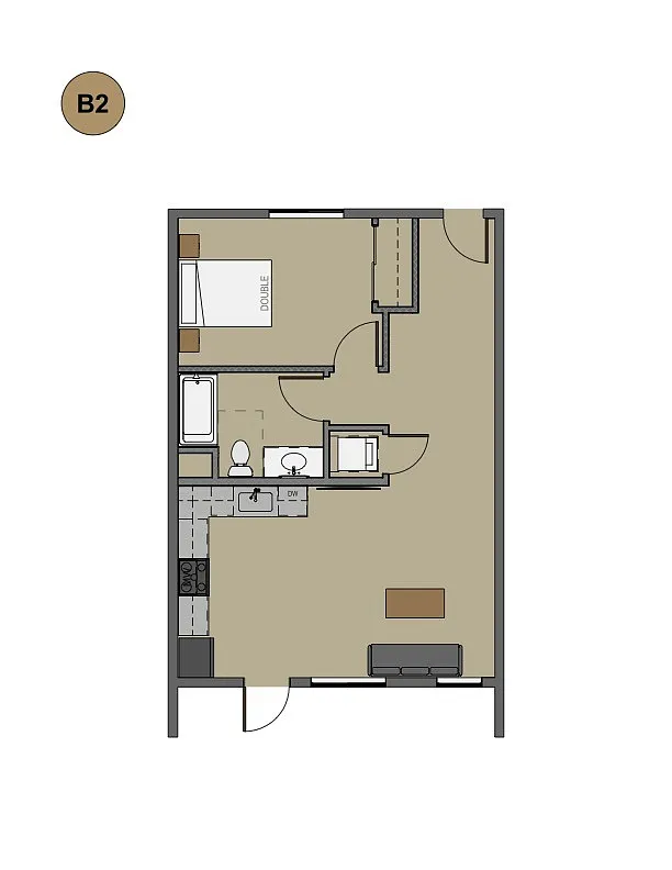 Floor plan 1X1 B-2
