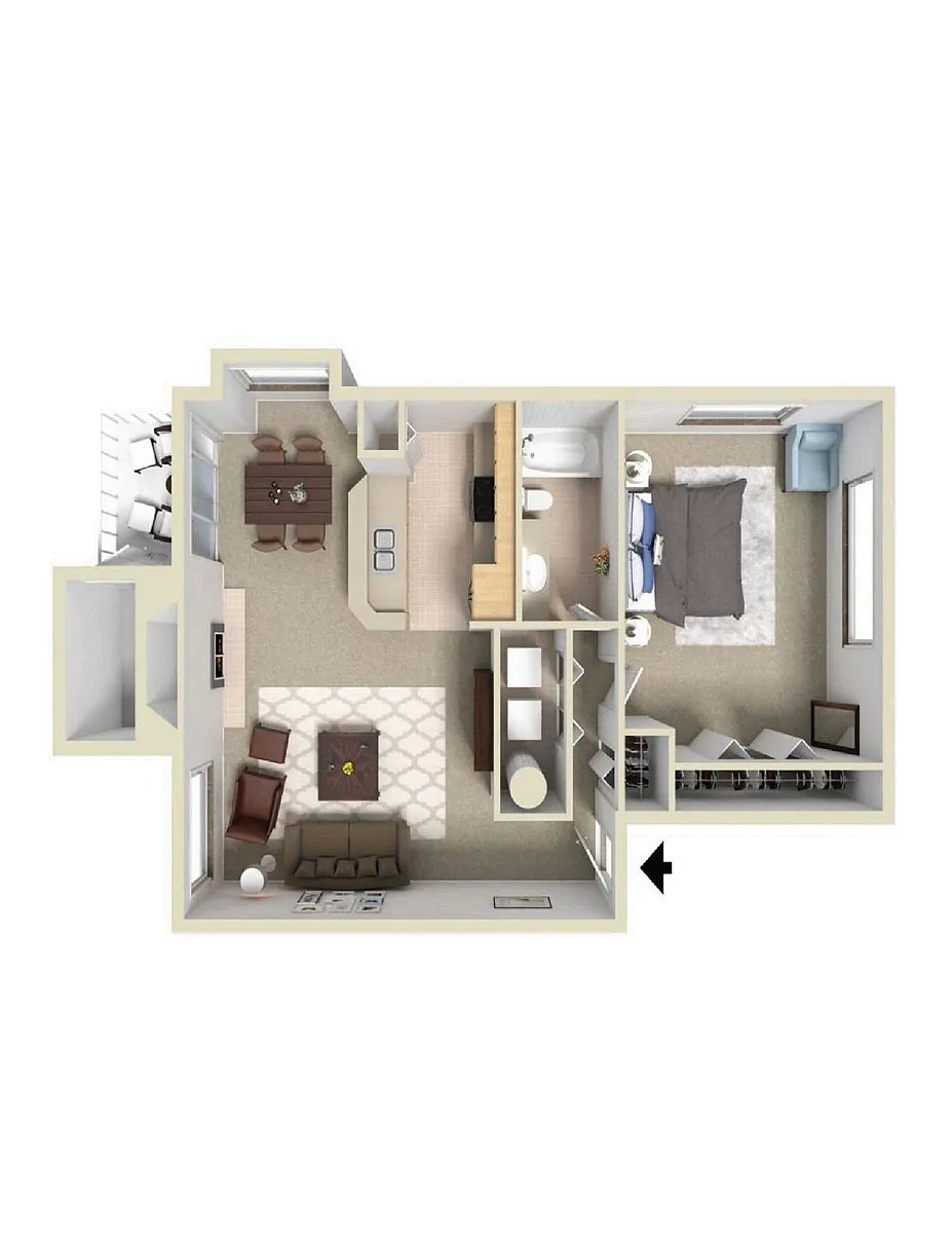 Floor plan One Bedroom One Bath
