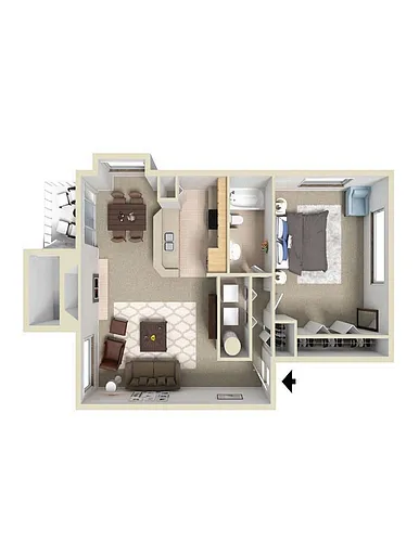 Floor plan One Bedroom One Bath