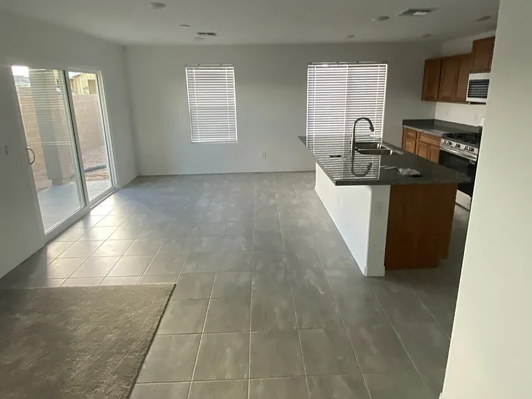 Kitchen/Living Room with Blinds