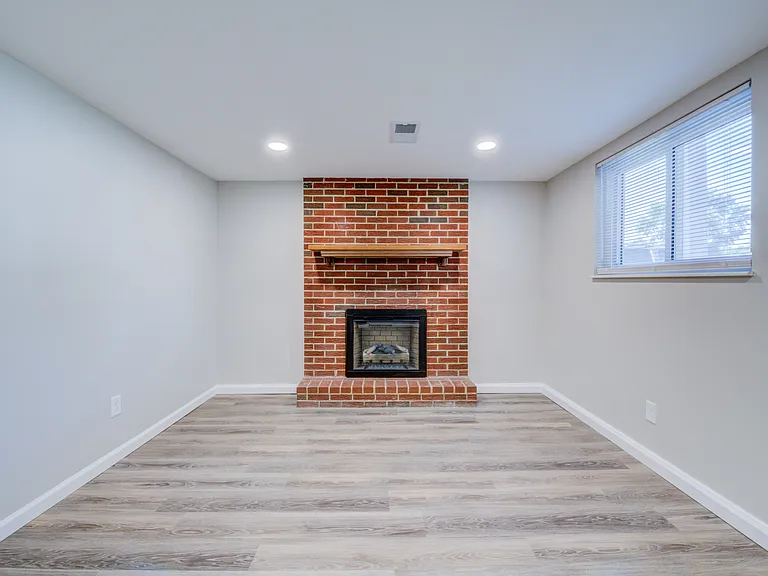 New electric fireplace in the lower level family room.