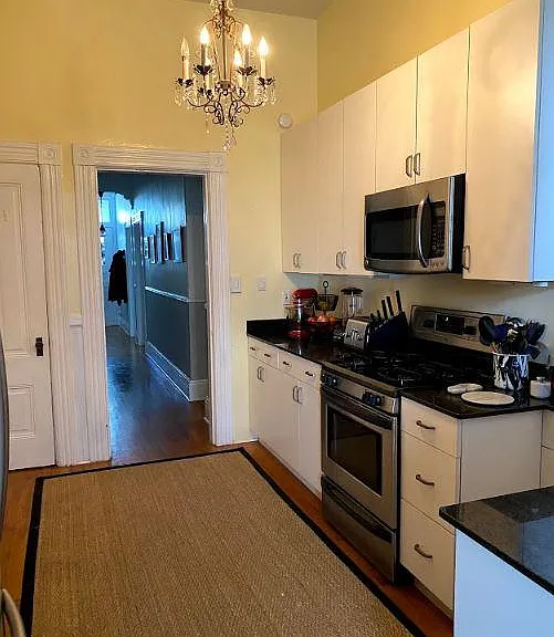 View of kitchen from dining room doorway.
