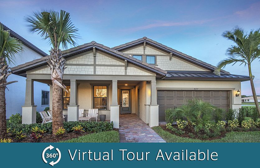 The Summerwood, a single-story family home with a 2 car garage, shown as The Fields model Home Exter