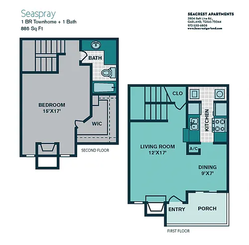 Floor plan 1 Bedroom T1 - 886sqft - SEASPRAY