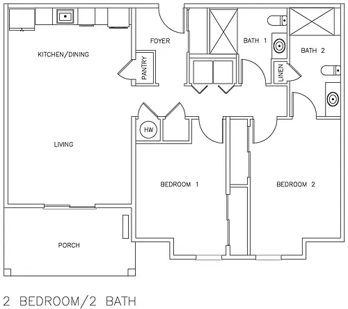 Floor plan 2BR and Balcony plus 2BA