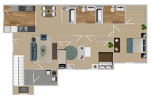 Floor plan 3 Bed 2 Bath