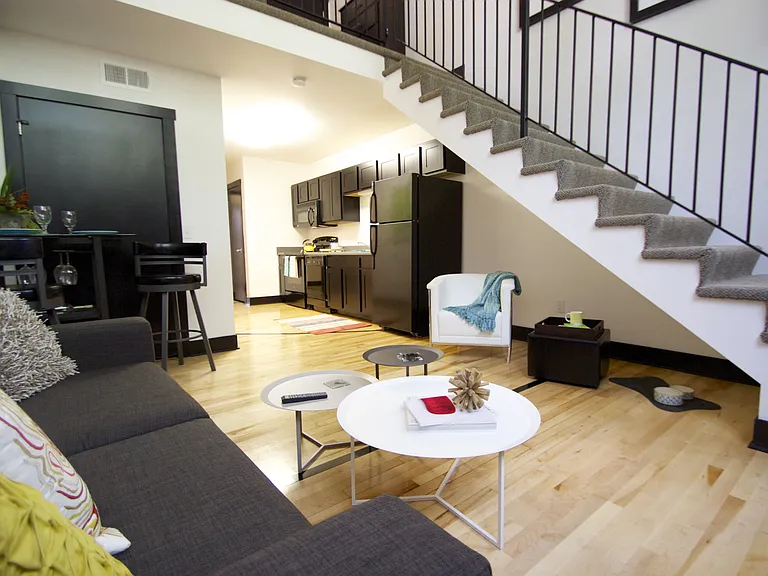 Staircase and flooring at 3 Points Loft.