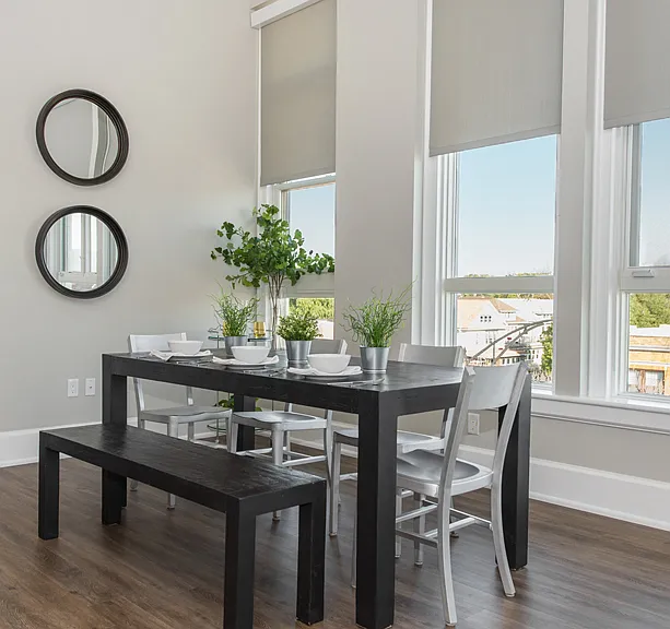 Dining room with sample furniture.