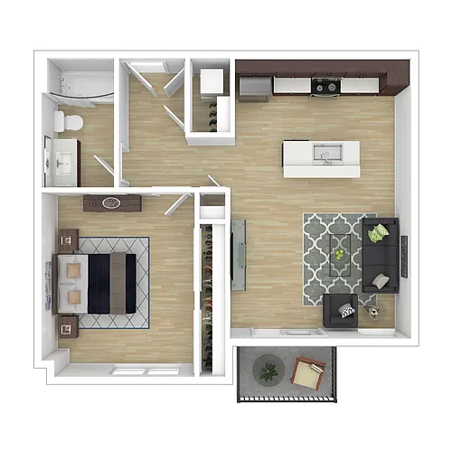 Floor plan 1B-E Front