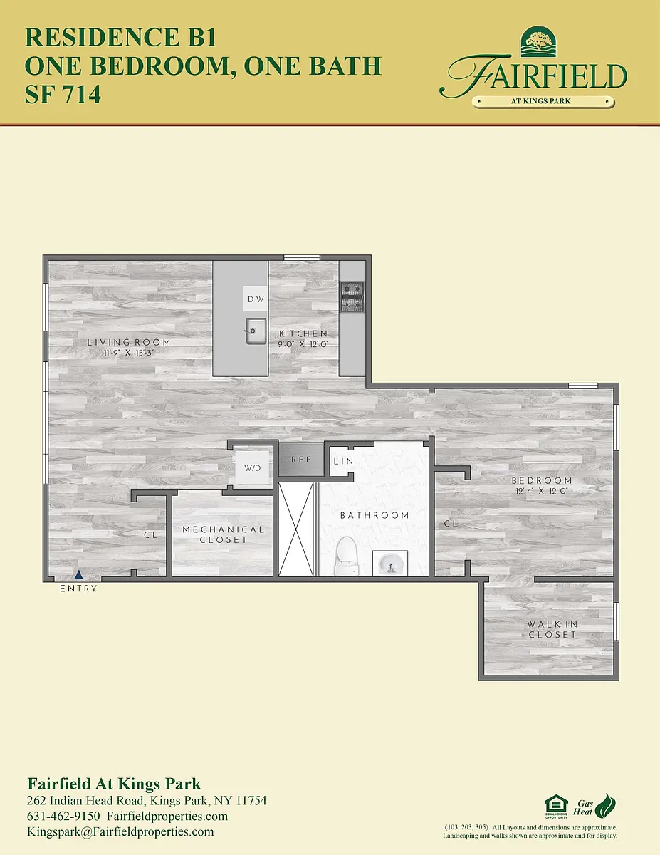 Floor plan B1 One Bedroom