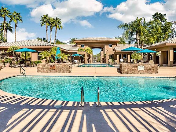 View of the two pools from the heated pool