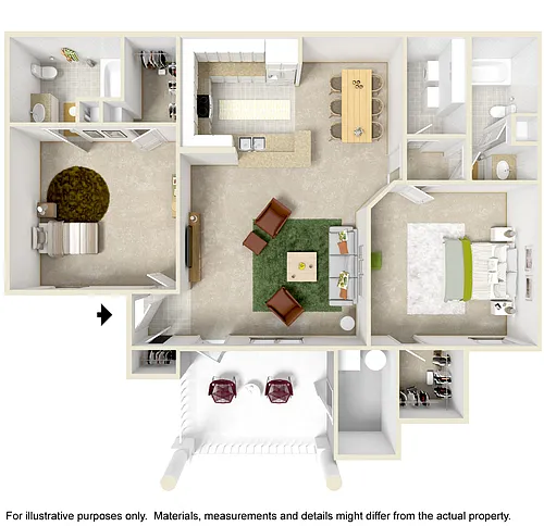 Floor plan 2 Bedroom Balcony